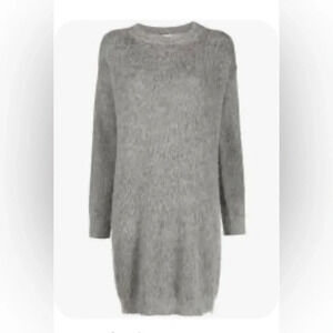 Just Female Knit Sweater Dress Angora Wool Blend Size S/M Gray Long Sleeve Crew